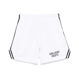 Gallery Dept. Casual Shorts, male, Multicolor, XL, White Drawstring Waist Logo Print Shorts