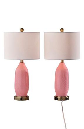 Adesso Freya Set of 2 Table Lamps in Antique Brass/pink at Nordstrom