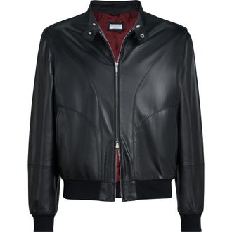 Brunello Cucinelli Nappa leather jacket in Black at Nordstrom, Size 4X-Large Eu