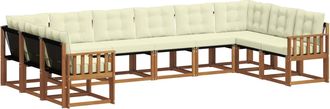 vidaXL Conjunto De Sof&aacute;s De Exterior 10 Uds. Natural Y Crema Vidaxl