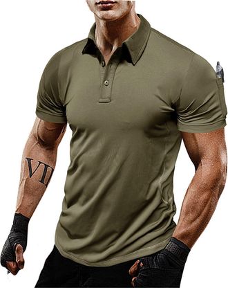 Generic Summer Mens Quick Drying Outdoor Sports Polo Shirts - Premium Quality Fitness Athletic Polo T-Shirt Easy Care Work Polo Shirts Performance Polo Shirt 
