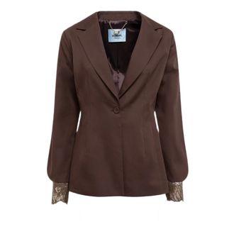 Blugirl Cotton Lace Jacket - female - Blugirl - Blazers - Brown - L - Jackets