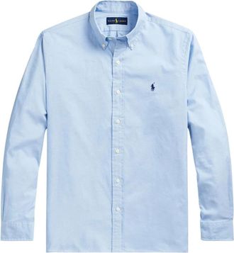 Ralph Lauren Casual Shirts, male, Blue, L, Blue Oxford Stretch Custom Fit Shirt
