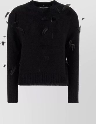 Jil Sander crew neck alpaca blend sweater with feathers