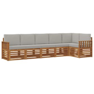 vidaXL Conjunto De Sof&aacute; Seccional Con Coj&iacute;n 6 Pcs Gris Natural Y Claro Vidaxl