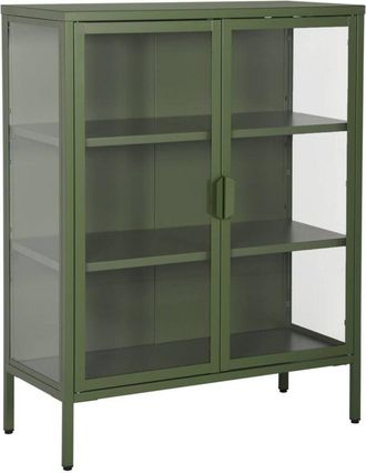 Sweeek Steel and Tempered Glass Display Cabinet 2 Doors Green 80x35x102 cm - Arkansas