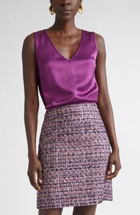 St. John Liquid Satin V-Neck Tank in Boysenberry at Nordstrom, Size 10