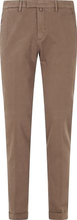 BRIGLIA 1949 Cocoa Flat-Front Satin Cotton Straight-Leg Pants