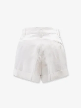 Aspesi Cotton-Linen Pleated Shorts - White