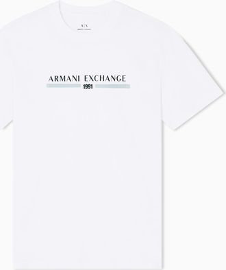 A|X Armani Exchange Mens Center Text Logo Tee T-Shirt, Off White, XXL