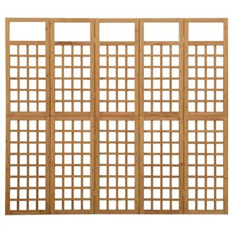 Berkfield Home 5-Panel Room Divider/Trellis Solid Fir Wood 201.5x180 cm in Brown