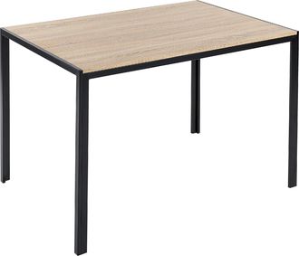 Beliani Mesa De Comedor Madera Clara Negro 120 X 80 Cm Mdf Tablero Patas Metal Newfield