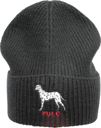 Polo Ralph Lauren Dalmatian Dog Knit Cuffed Beanie Hat in Black Men Cap - OS