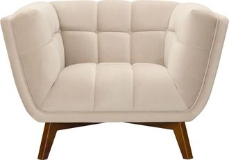 Rendez-Vous D&eacute;co Sill&oacute;n de terciopelo beige acolchado