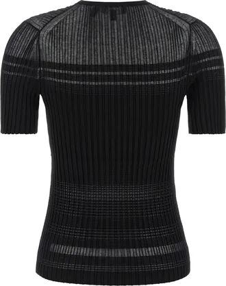 Theory Ribbed Viscose-Cotton Blend T-shirt - Black