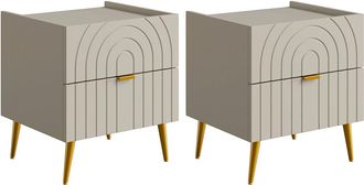Vente-Unique Lote de 2 mesitas de noche con 2 cajones - Beige - NORSIM de Pascal MORABITO