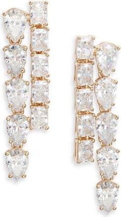 Nadri Emerald Isle Cubic Zirconia Double Linear Drop Earrings in Gold With Clear at Nordstrom Rack