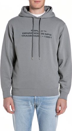 Replay Hoodie REPLAY, Herren, Gr. XXL, grau military, Sweatware, Obermaterial: 100% Baumwolle, bestickt, unifarben, regular fit normal, Rippb&uuml;ndchen, Sweatsh