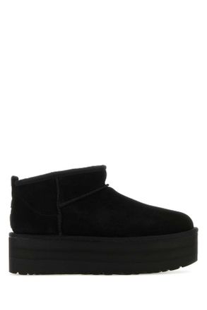 UGG Black Suede Classic Ultra Mini Platform Ankle Boots
