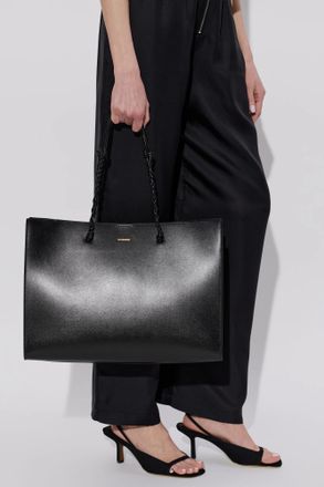 Jil Sander Leather Shopper Bag, Womens, Black