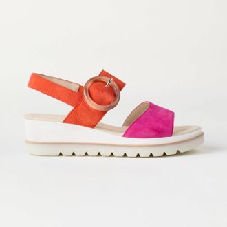 Gabor Womens Lila Color Block Sandal In Pink/pumpkin