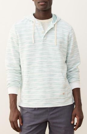 Marine Layer Portola Space Dye Stripe Slub Cotton Blend Beach Hoodie in Surf Spray at Nordstrom, Size Xx-Large