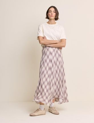 Nobody's Child Pink Check Midi Skirt