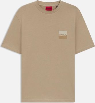 HUGO BOSS Mens Dusplito Split Logo T-Shirt - Cream - Size: 34