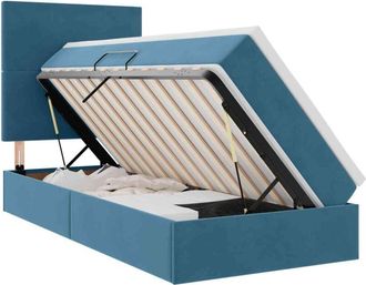 vidaXL Storage Bed with Mattress Dark Blue 90 x 200 cm Velvet vidaXL