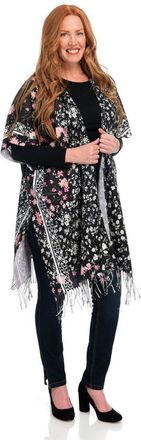 JC Sunny JC Sunny Printed Brushed Woven Acrylic Fringe Detailed Ruana Wrap