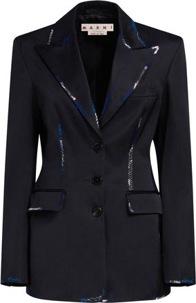 Marni bead-embellished single-breasted blazer - women - Viscose/Cotton - 44 - Black