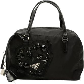 Prada Pre-owned Beaded Nylon Handbag - Dames - Vintage Handtas - Zwart - ONE Size - Nylon - Vintage