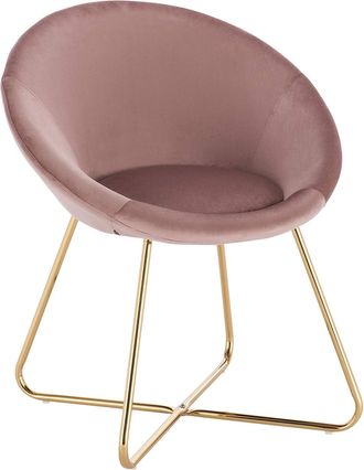 Woltu Woltu 1x Sedie Da Pranzo In Velluto Sedie Da Cucina Moderne Con Gambe In Oro Metallo Per Soggiorno, Rosa