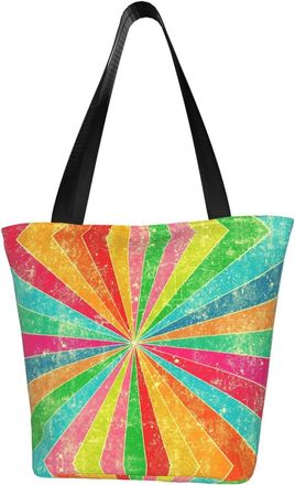 AOOEDM Radiant Rainbow Reusable Grocery Bag Shopping Bag Casual Shoulder Bag Handbag for Men Women ECO Market Bag Beach Bag Travel Totes