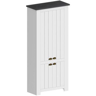 Dmora Scarpiera Shirley, Porta scarpe salvaspazio a 4 ante, Armadio multifunzione da ingresso, 84x42h200 cm, Bianco e Ardesia - Dmora