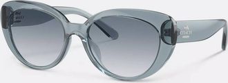Coach Womens 57918G Cl908 Cat Eye Sunglasses In Light Mist Blue / Blue Gradient