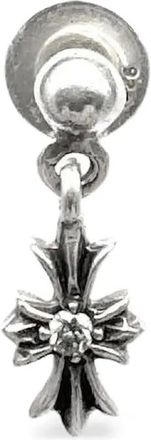 Chrome Hearts cross drop earring - men - Sterling Silver/Diamond - One Size