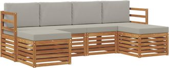 vidaXL Conjunto De Sof&aacute;s De Exterior 6 Uds. Natural Y Gris Claro Vidaxl
