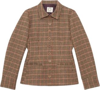 Ines De La Fressange Georges Geruite Jas - Dames - Zomerjassen - Beige - 2XS - Wol - Jassen