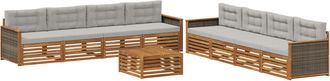 vidaXL Conjunto De Sof&aacute;s De Exterior 9 Uds. Natural Y Gris Claro Vidaxl