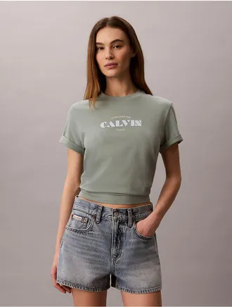 Calvin Klein Jeans Calvin Klein Womens Bold Logo Graphic Classic T-Shirt - Medium Green - XL