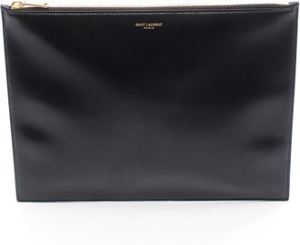 Saint Laurent Black Leather Clutch Bag (Pre-Owned)