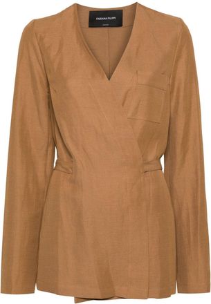 Fabiana Filippi wraparound tied jacket - women - Linen/Flax/Viscose - 44 - Brown