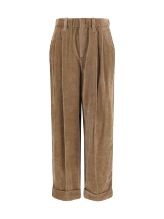 Brunello Cucinelli Brown Relaxed Pleated Pants