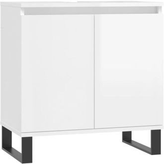 vidaXL Armario de baño madera de ingeniería blanco brillo 58x33x60 cm Vidaxl