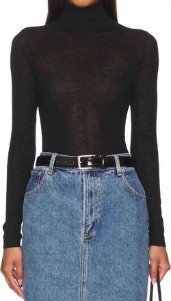 Autumn Cashmere Second Skin Sheer Mock Neck Sweater In Black