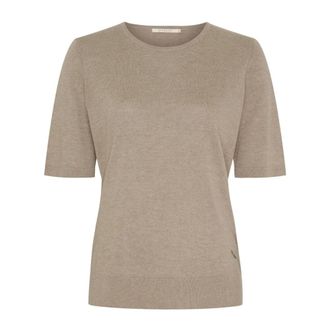 BTF-CPH Btfcph - Top met korte mouwen van zijde-cashmere - Dames - Truien - Beige - Maat: XL Zijde