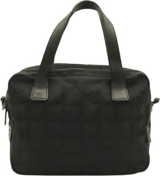 Chanel Pre-owned New Travel Line Nylon Jacquard Leren Handtas - Dames - Vintage Handtas - Zwart - ONE Size - Nylon - Vintage
