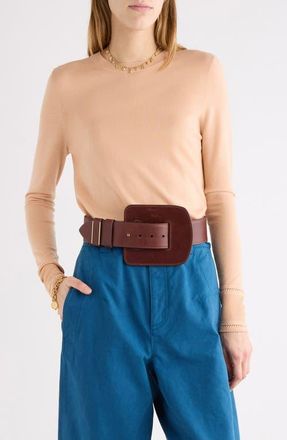 Chlo&eacute; Lace Trim Wool Sweater in Tender Peach at Nordstrom, Size Medium