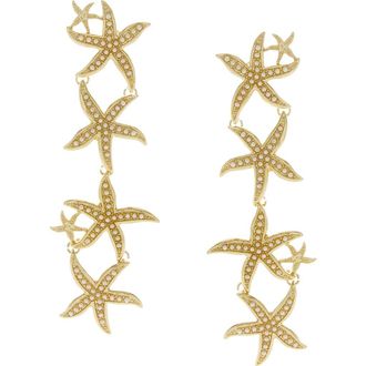 Olivia Welles Starfish Faux Pearl Trail Drop Earrings in Gold /White at Nordstrom Rack